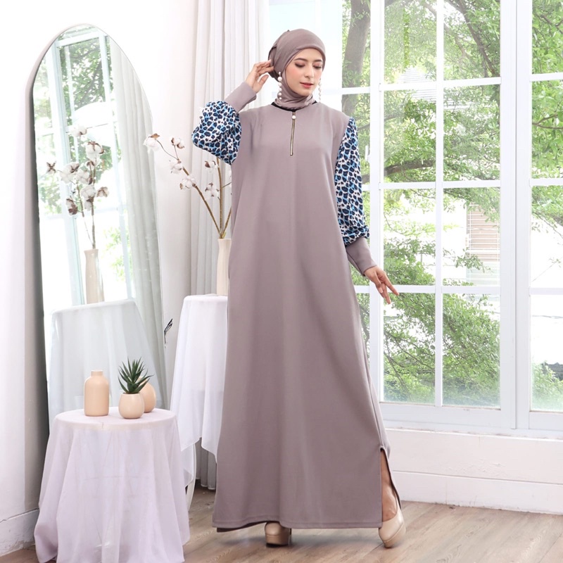 GAMIS PUFF TANGAN LEOPARD KAOS JUMBO XXL BUSUI SLETING TANGAN MUTIARA MACAN MELAR MUSLIM