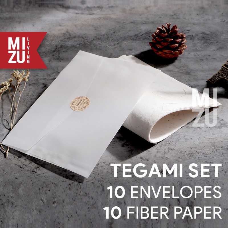 MIZU TEGAMI SET Envelope Washi Craft Paper Amplop Kalkir Kertas Serat Tradisional