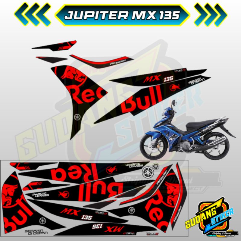 Stiker Yamaha New Jupiter MX / NJMX 135 Motif Redbull Striping Variasi