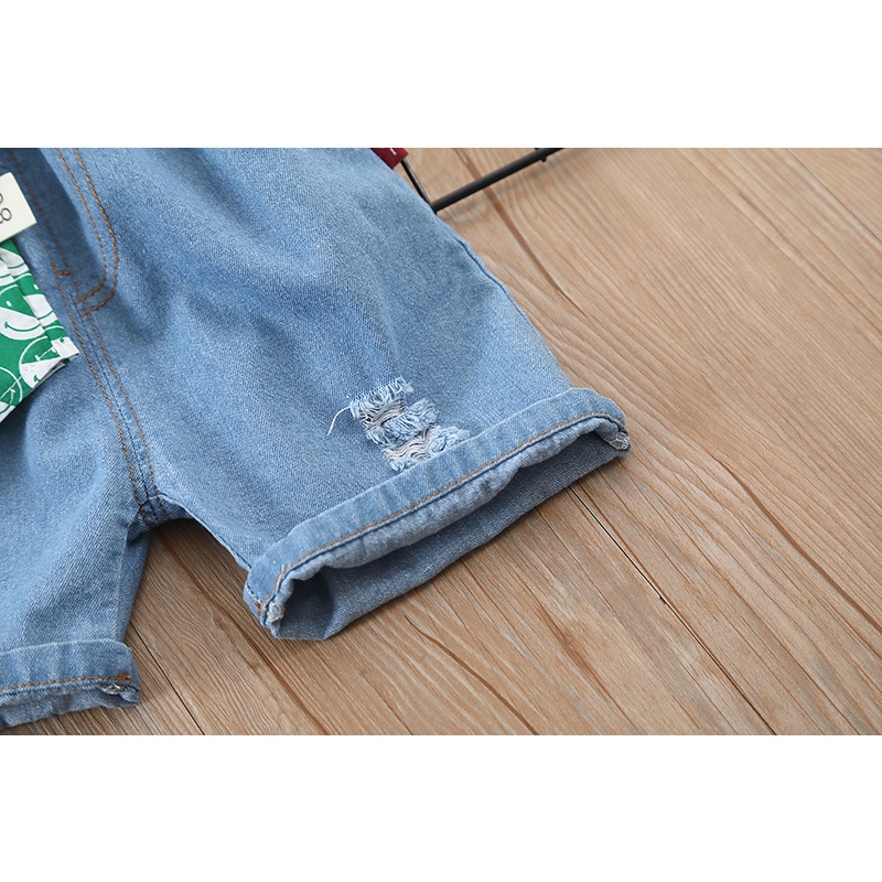 Setelan Anak Laki Laki Jeans Set MILES Baju Anak Kemeja dan Celana Jeans Musim Panas Korean Style Import