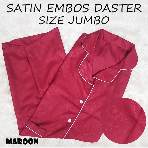 FortKlass Baju Tidur Satin Daster Embos Wanita Sleepwear Saten Fit To XL Silkwear-MAROON