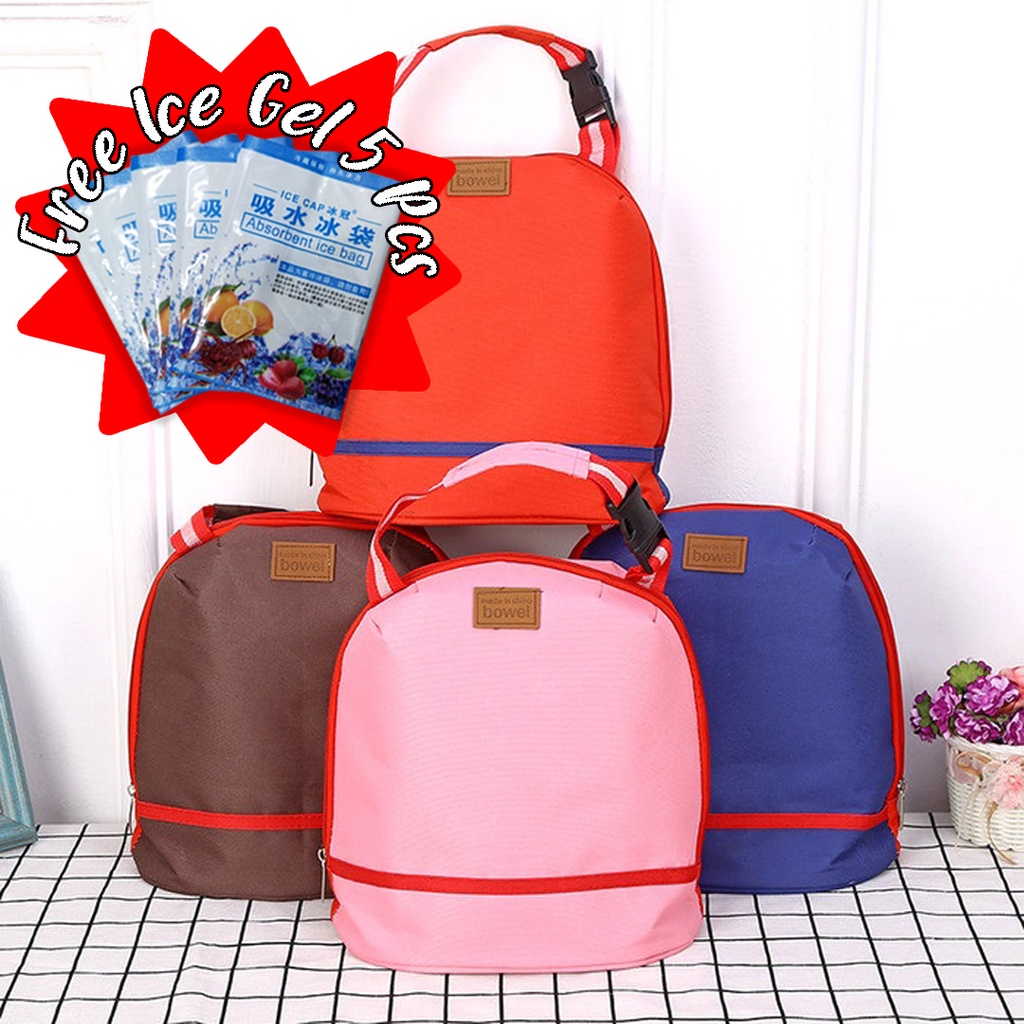 Tas Bekal Panas Dingin Serbaguna Cooler Bag Polos Free Ice Gel 5 Pcs