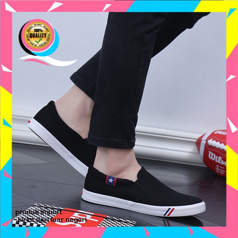 Sepatu Pria Ukuran Besar Kanvas Sepatu Pria  Wanita Semua-   Slip-On Malas Kasual Sepatu Putih  Beij