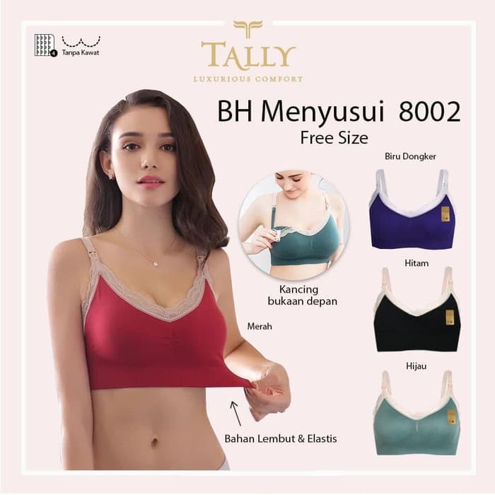 BH Menyusui Tanpa Kawat TALLY  8002  DV Brukat Nursing BRA Busa BTK bahan rajut renda seamless kait 4