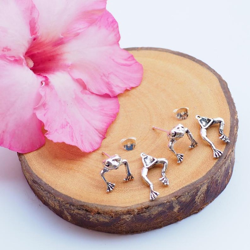 [Vintage Cute Frog Stud Earrings] [Girls Animal Statement Earrings] [Korean INS Simple Style Bridal Wedding Party Ear Jewelry]