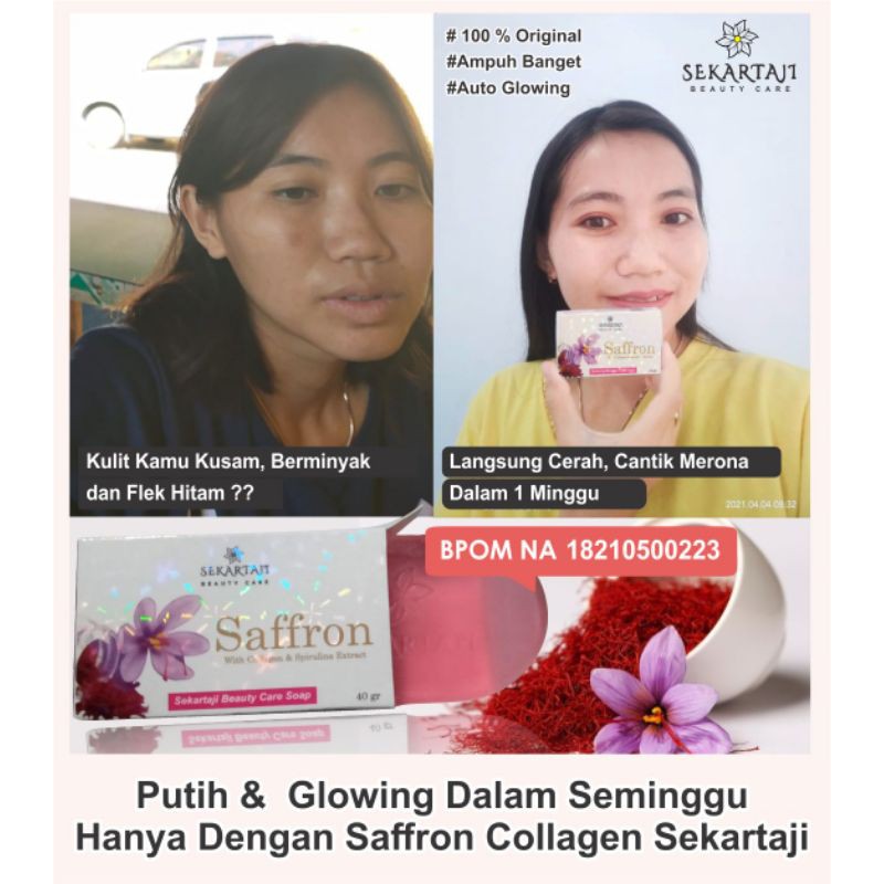 Sabun Saffron Collagen Sekartaji Pemutih Wajah dan Penghilang Flek hitam ampuh