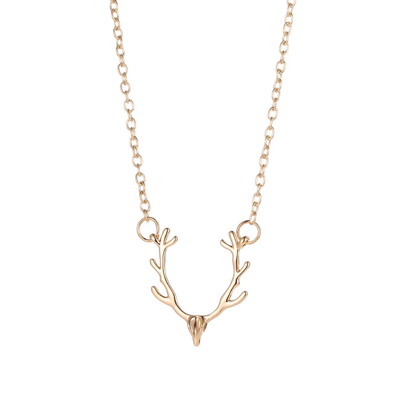 Koren Fashion Christmas Gold Little Antler Deer Head Elk Necklace jewelry for Women