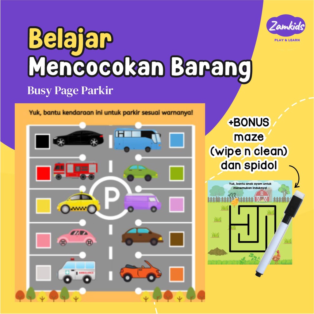 Busy Page Magnet Mainan Montesori Seri Parkir Permainan Anak Perempuan Dan Laki Laki By Zamkids