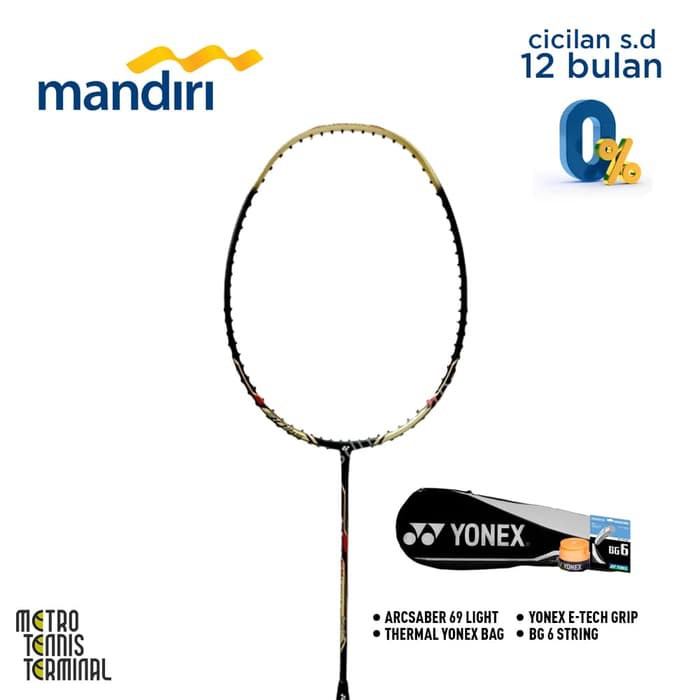 promo Yonex Arcsaber 69 Light Bundle (Paket Raket Badminton)