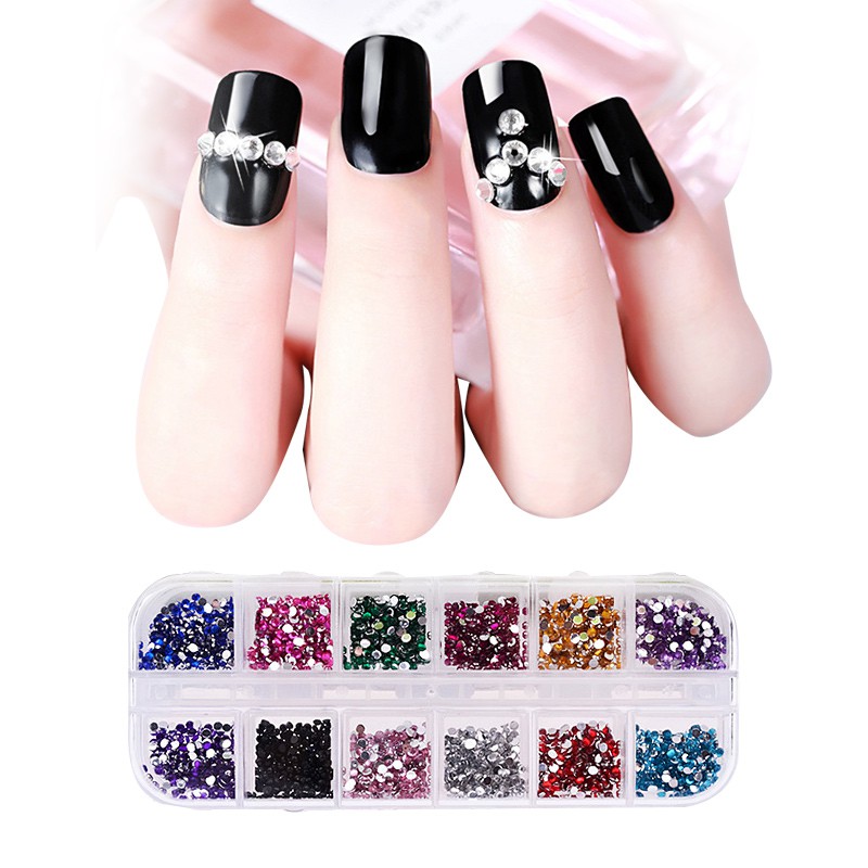 

Herbaay Kristal kuku Permata Nail Art Rhinestones Pipih Rhinestones Stones Warna Campuran Perhiasan