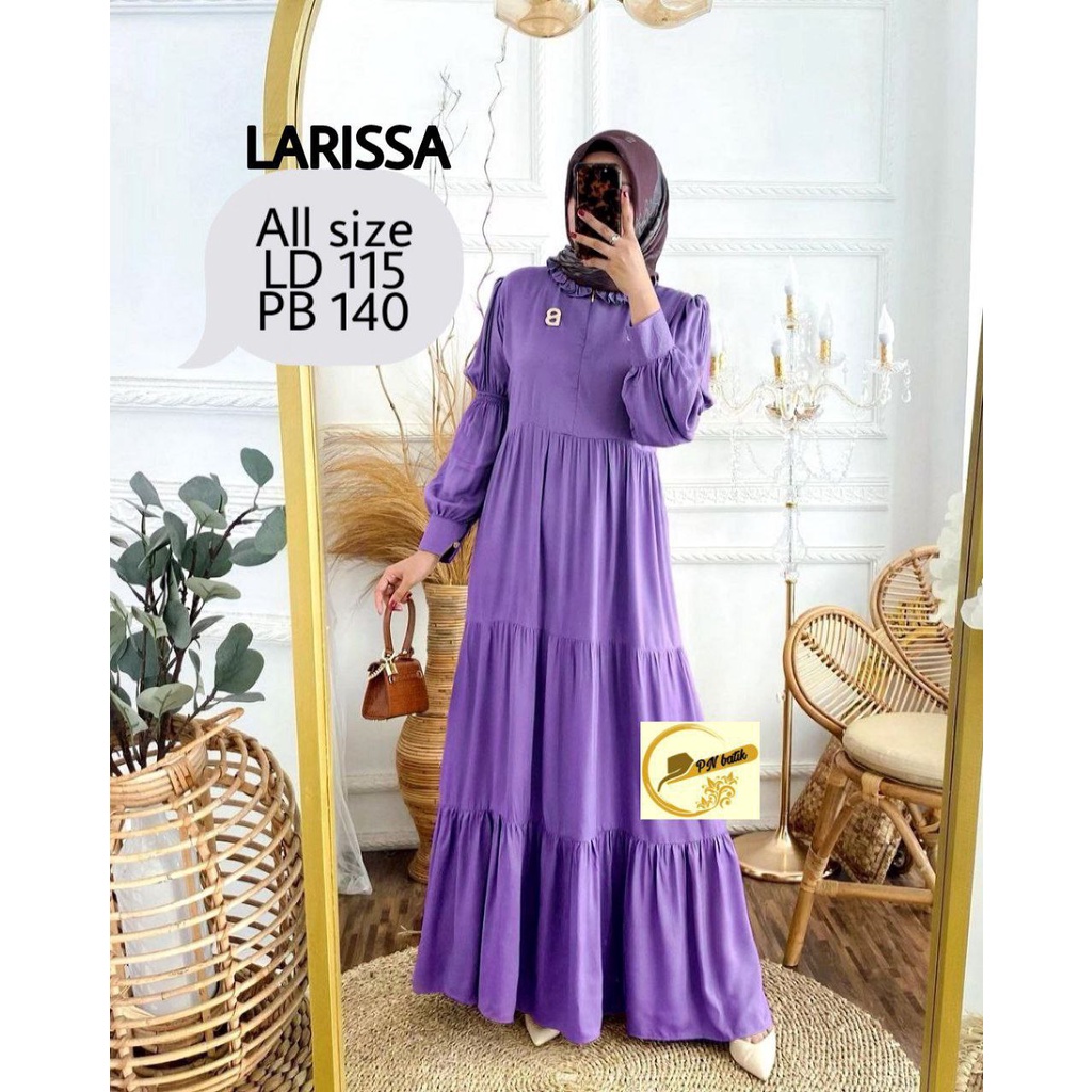 Gamis Canda Susun 3 Modern Cantik Syari Rayon Adem Warna Polos Cantik Jumbo Busui Kerah Ruffle MTD 4