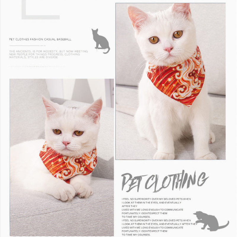 ★〓YUFeiPet〓★ Pet Triangle Towel Cat Print and Wind Collar Collar Dog Collar Webbing Saliva Towel Scarf Decorations Pet Supplies
