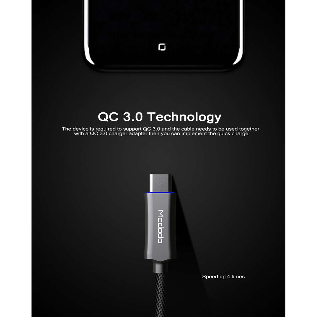 McDodo Auto Disc Micro USB 1 M QC 3.0 - Grey PLUS Lightning To Micro USB Adapter  White