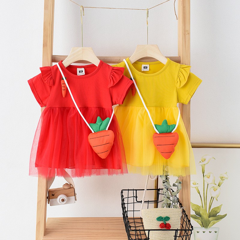 LittleAaron DRESS IMPORT CAROTA BAG 218 EBV Baju Dress Anak Perempuan Import