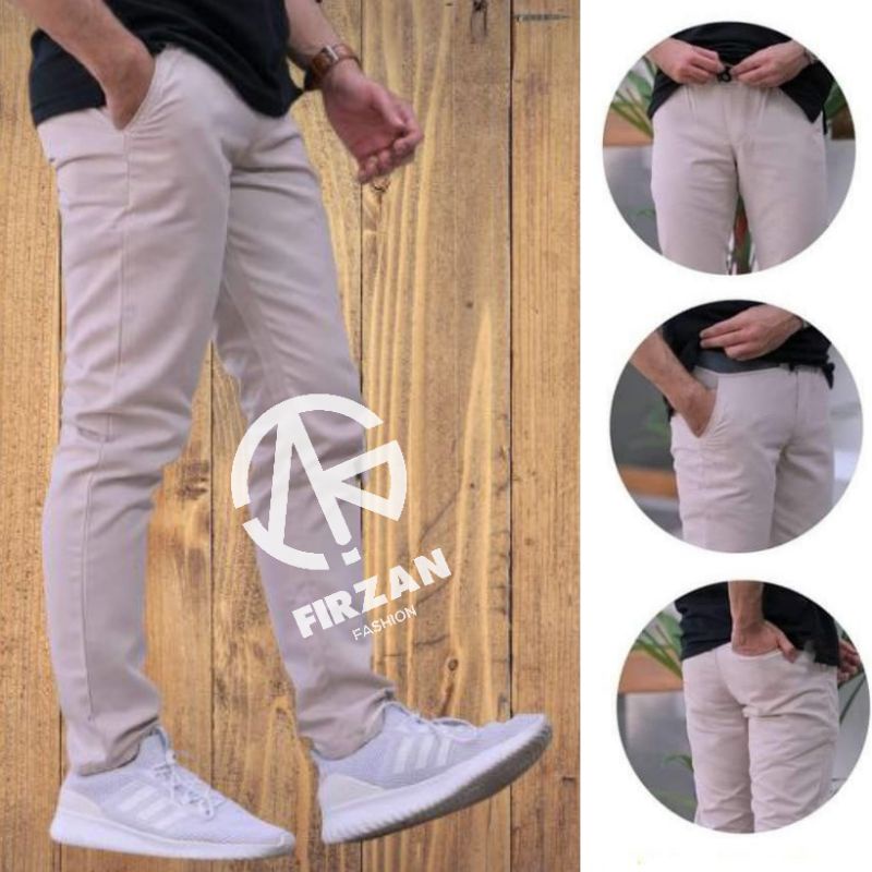 CELANA PRIA CHINO Slim fit Panjang Kerja kantor Santai Liburan Cowok Gentleman 27 - 38