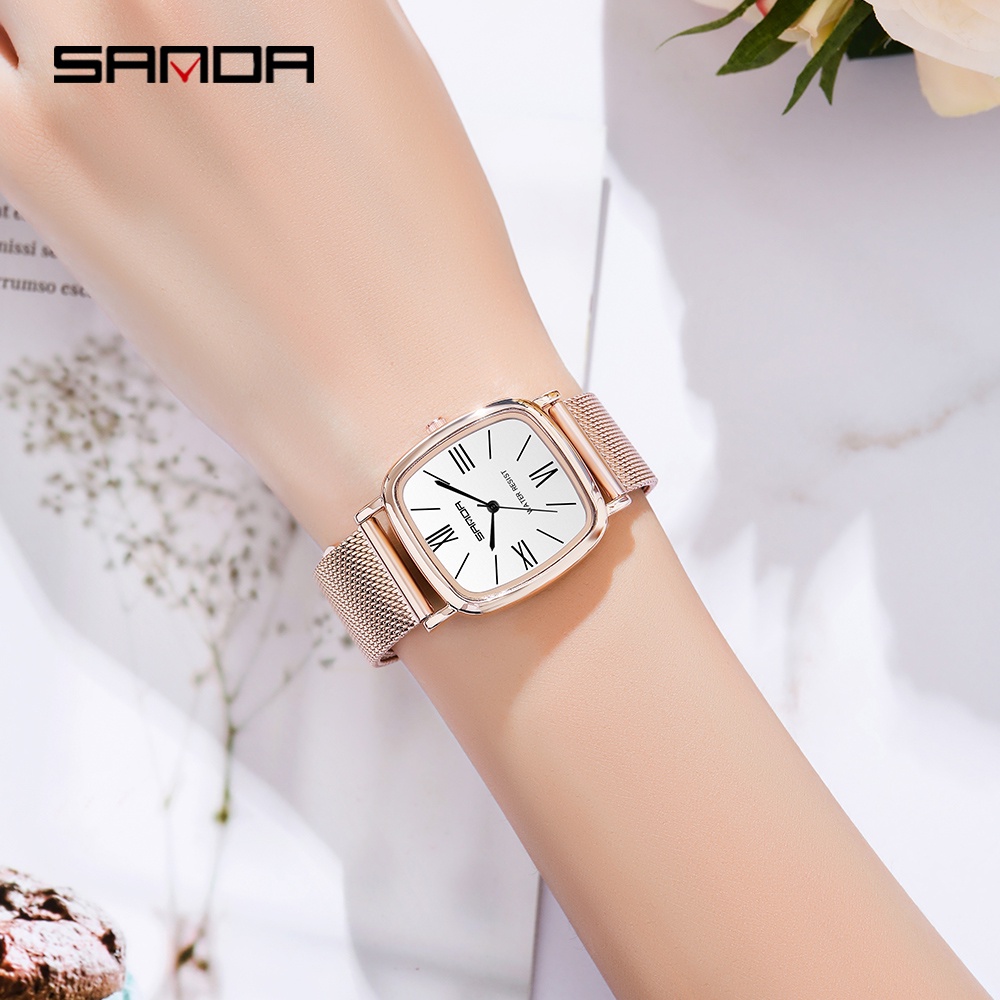 SANDA P1101 Jam Tangan Wanita Analog Classic Tali Stainless Steel Quartz WATCHKITE WKOS