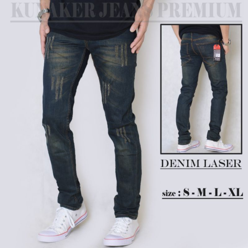 celana denim panjang pria - celana sobek pria - celana  jeans panjang pria - celana streach pria