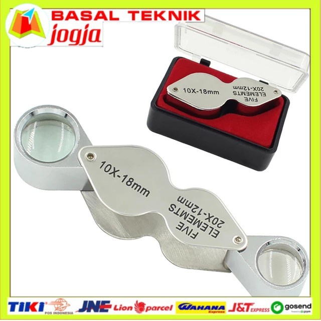 

Loupe lup geologi 2 lensa stainless kaca pembesar batu batuan