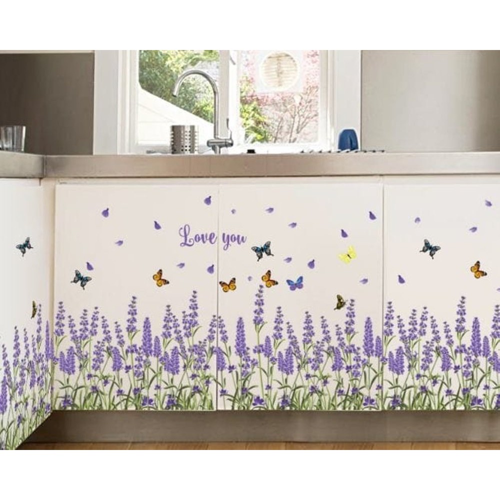 Wall Sticker Stiker  Dinding Lavender Butterfly SK7038 