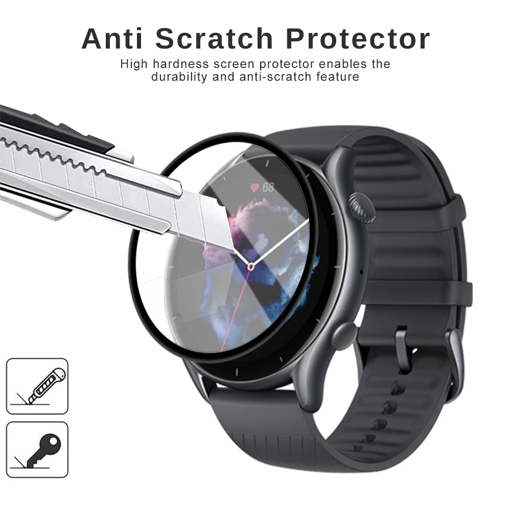1pc Film Pelindung Layar Smartwatch Amazfit GTS 3 / GTR 3 Pro Bahan TPU Transparan Anti Gores