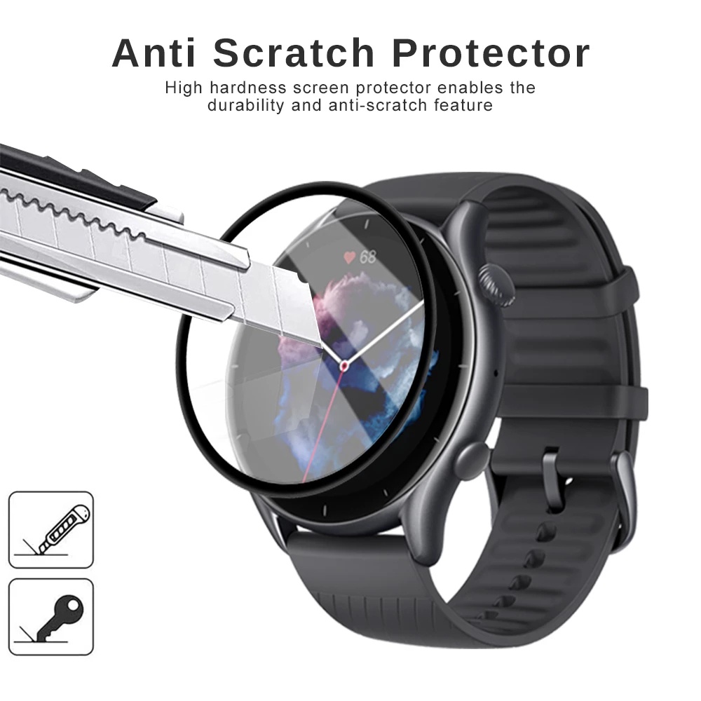 1pc Film Pelindung Layar Smartwatch Amazfit GTS 3 / GTR 3 Pro Bahan TPU Transparan