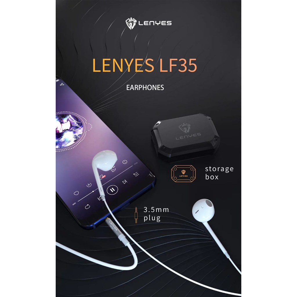 Lenyes headset LF35 in ear hifi stereo earphone extra bass with handfree microphone 3.5mm