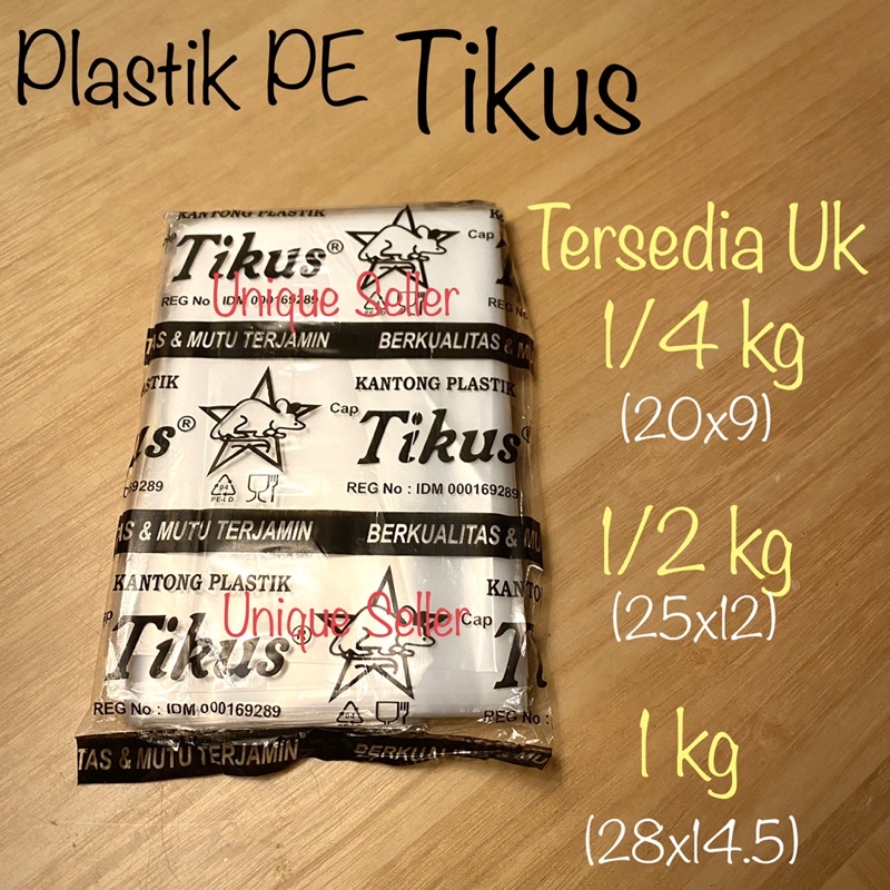 Kantong Plastik PE PP Tikus 1/4 1/2 1 kg / Plastik PE Hitam PP Merah Tikus uk 1/4 1/2 1 kg / Plastik