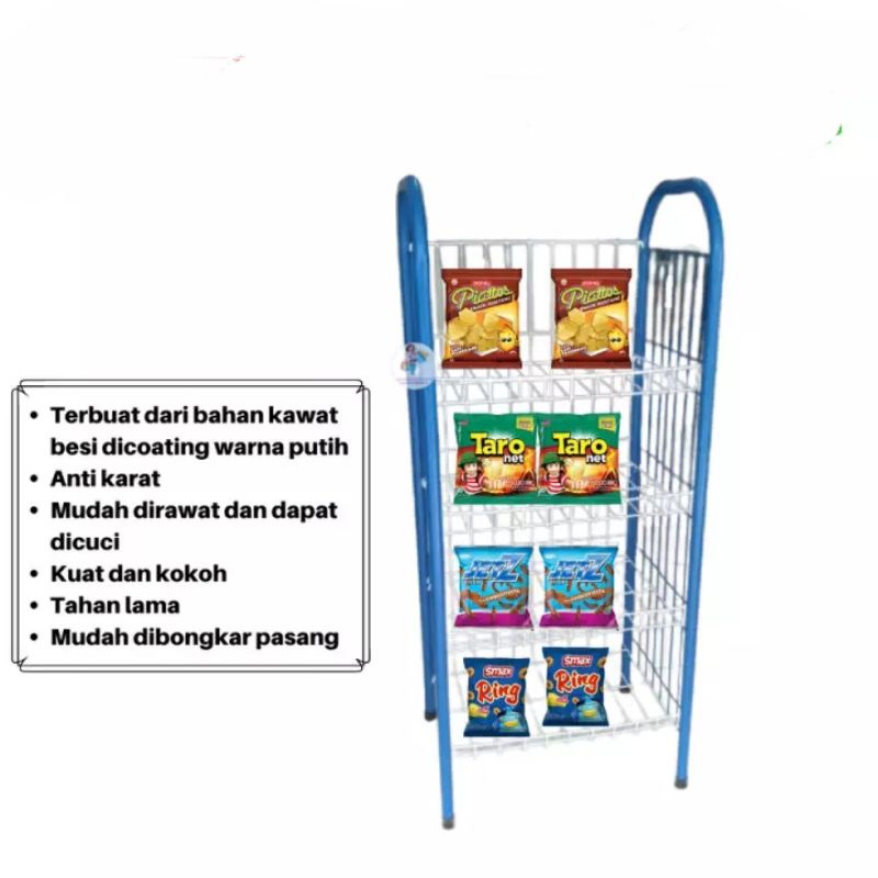 RAK  CHIKI susun 4  SUPER JUMBO/ rack Chiki /rak  warung /rak  ciki/  rak jualan di warung / rak etalase warung /  rak dapur rak pajangan jumbo