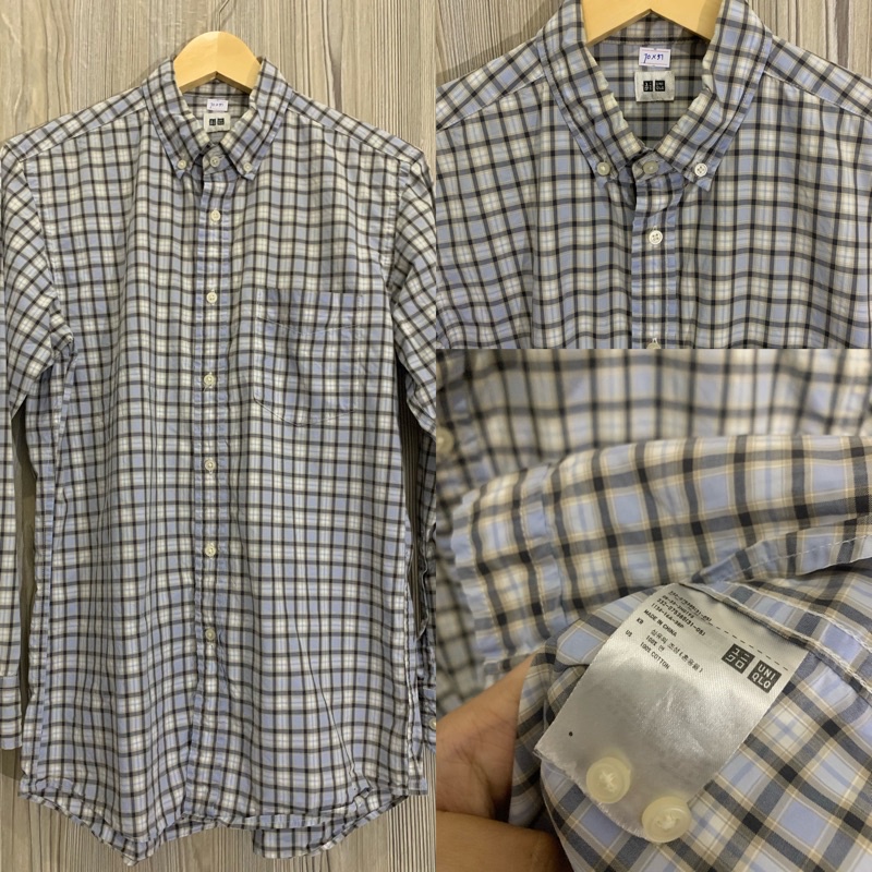 SOLD OUT❌ baju kemeja uniqlo pria kotak kotak second