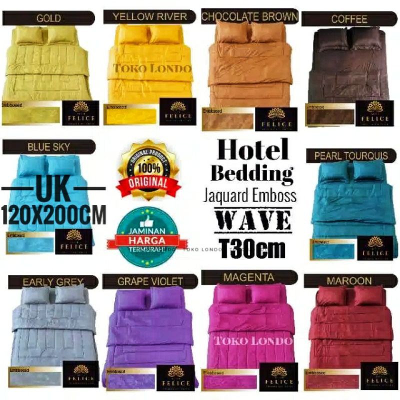 SPREI POLOS Hotel Bedding FELICE Single size uk 120 x 200 x Tinggi 30cm Emboss JACQUARD abu2 coklat