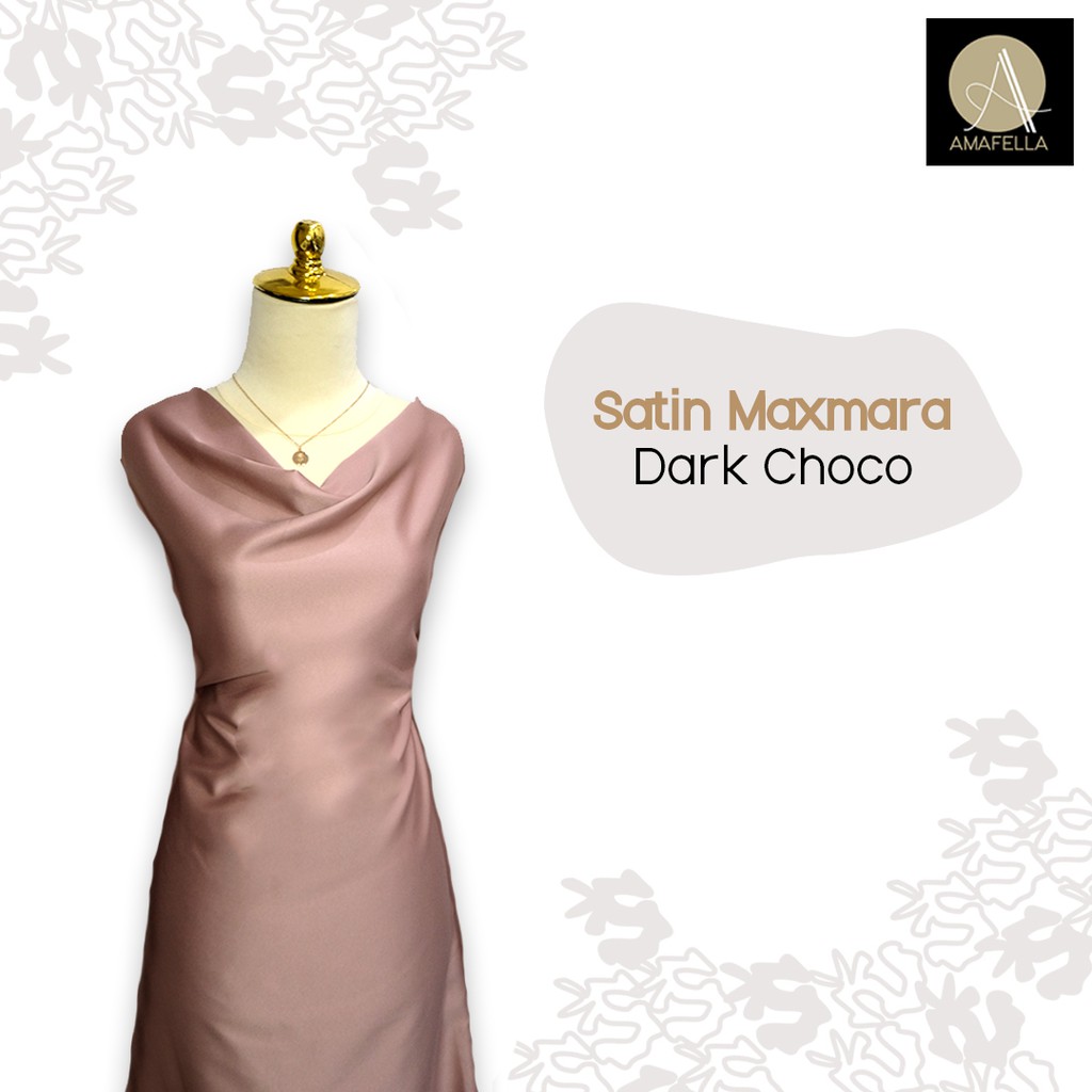 1/2 meter Kain Satin Maxmara / Sateen Velvet Premium Warna Dark Choco