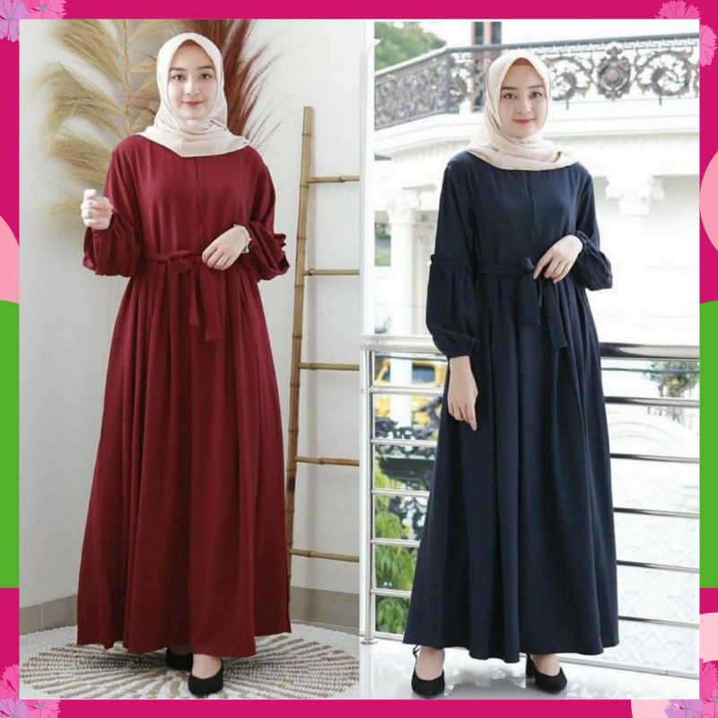 GAMIS LARISA REMPEL DRESS GAMIS MUSLIM POLOS REMAJA MOSCREPE BUSUI TERBARU FASHION MUSLIM WANITA