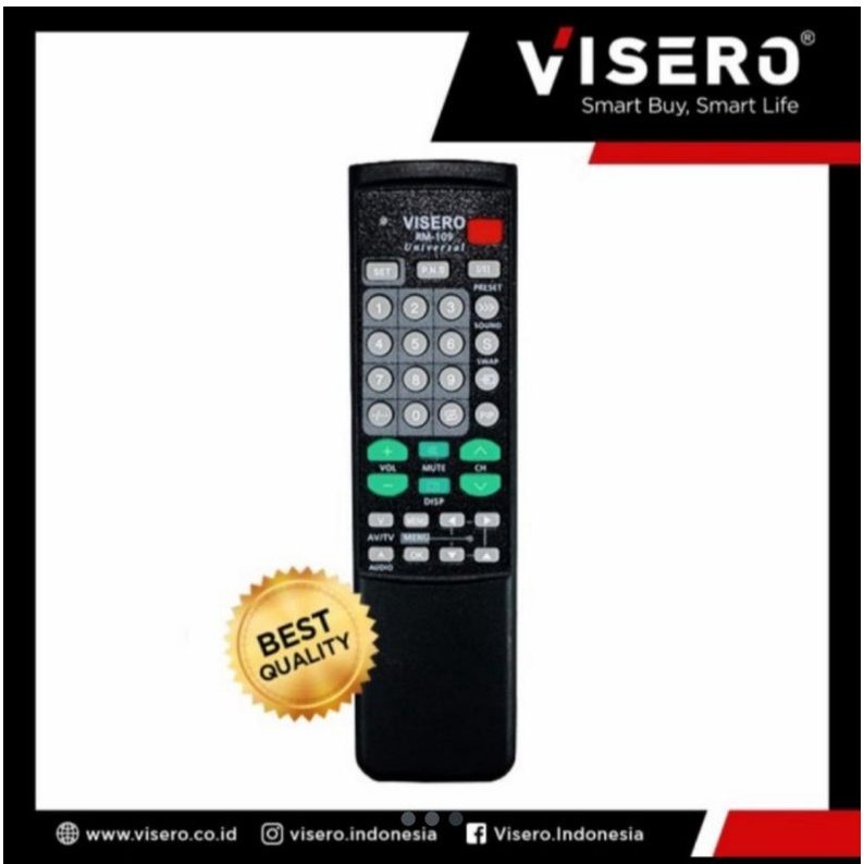 Remot Universal Remote Multi TV Tabung Visero RM-109E Kode Multy  Semua Merk Tv Bisa