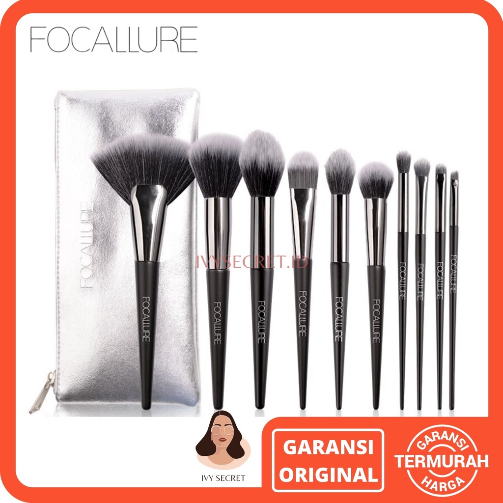 Focallure Brush Set Pouch Isi 10pcs Make Up Set Brush Focallure Profesional Kuas Make Up Focallure Brush Focallure Brush Set Focallure Focallur Focalure Fucallure Focalure Foccalure