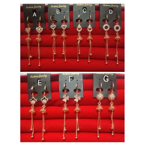 NP08. Anting xuping wanita lapis emas dgn mata zircon