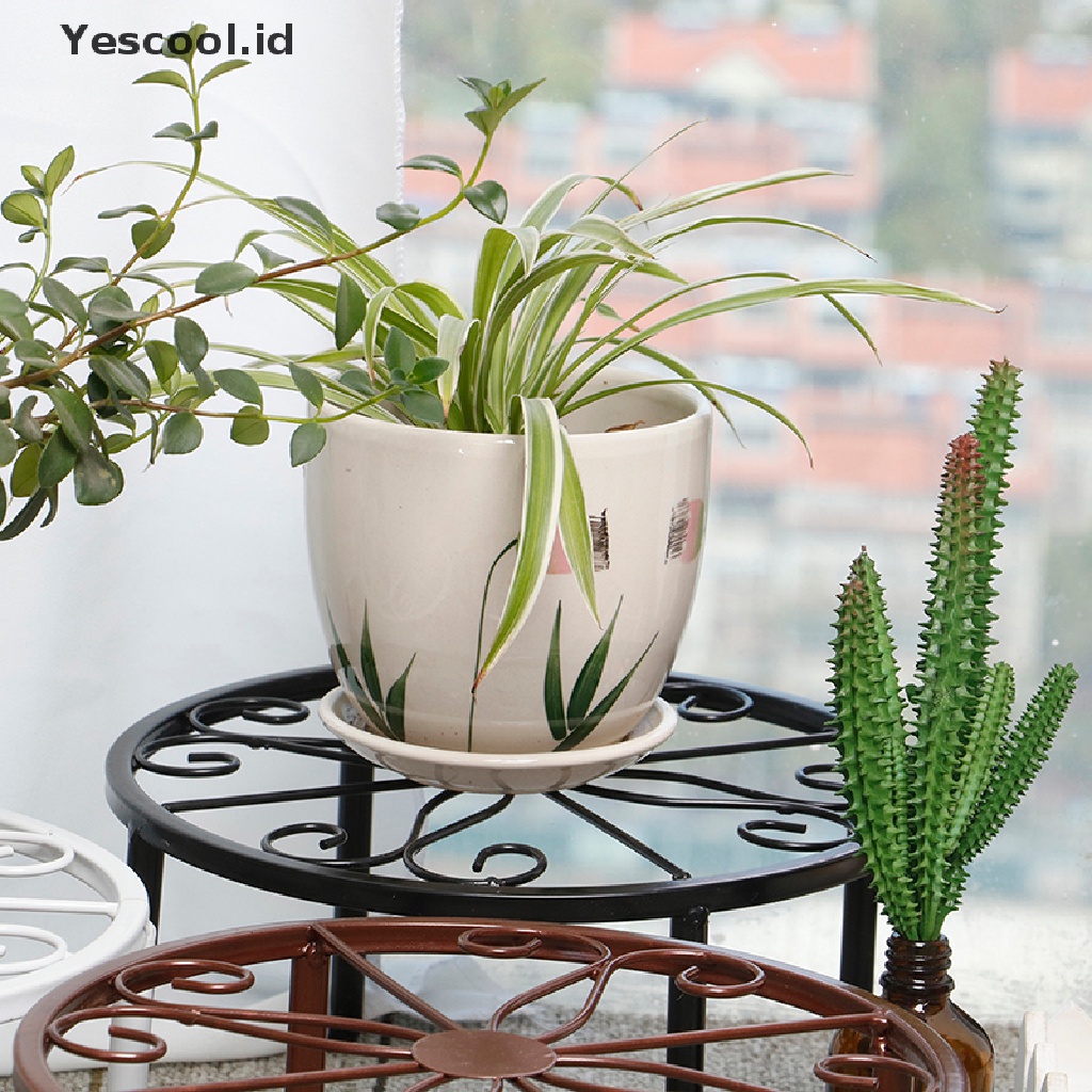 【Yescool】 Potted Stander Home Decor Classic Style Plant Balcony Round Garden Storage Rack .