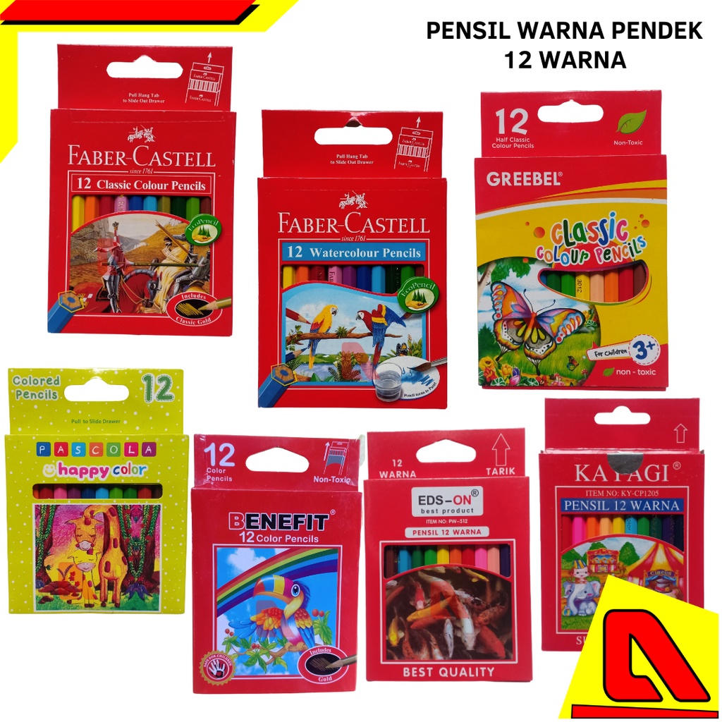 PENSIL WARNA LENGKAP SET PENSIL WARNA 12 WARNA PENDEK LENGKAP MURAH