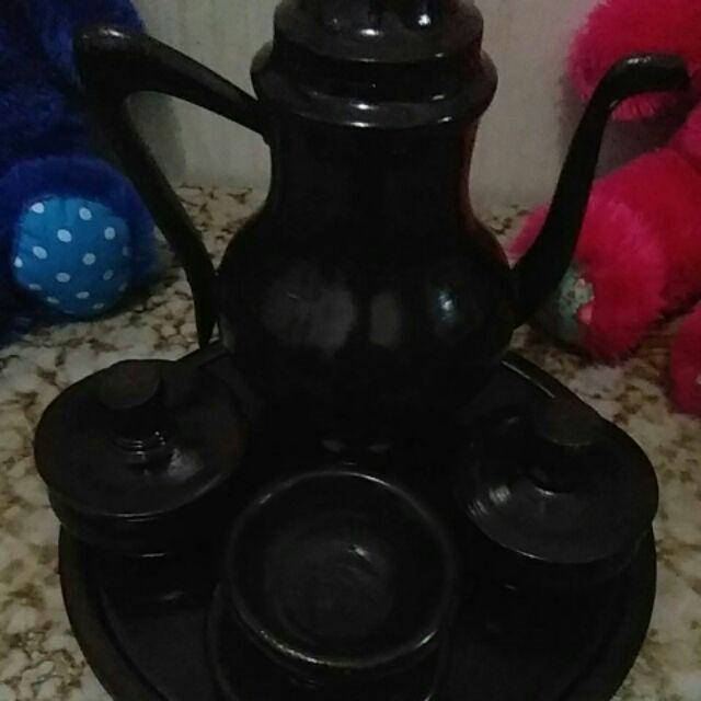 (bisa Cod) Satu Set Teko Gelas Dan Cangkir Model Gantung Bahan Kayu Jati - Dekorasi Hiasan Meja Tamu