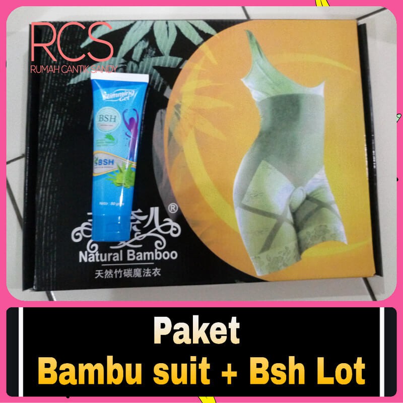 PAKET BAMBOO SLIMMING SUIT +BODY SLIM HERBAL LOTION ~KORSET PELANGSING