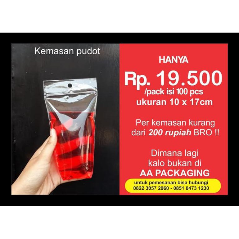 KEMASAN PUDOT STAND POUCH PLASTIK 10X17 BERKUALITAS