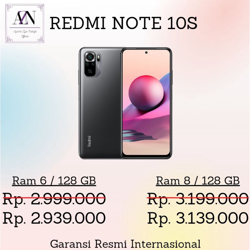 HP XIAOMI REDMI NOTE 10s RAM 6 / 128 GB & 8 / 128 GB GARANSI RESMI HANDPHONE TERLARIS