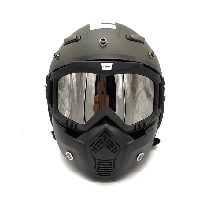 Helm JPN MOMO Hijau Army Goggle Mask OSBE (Retro/Bogo/Klasik/Classic)