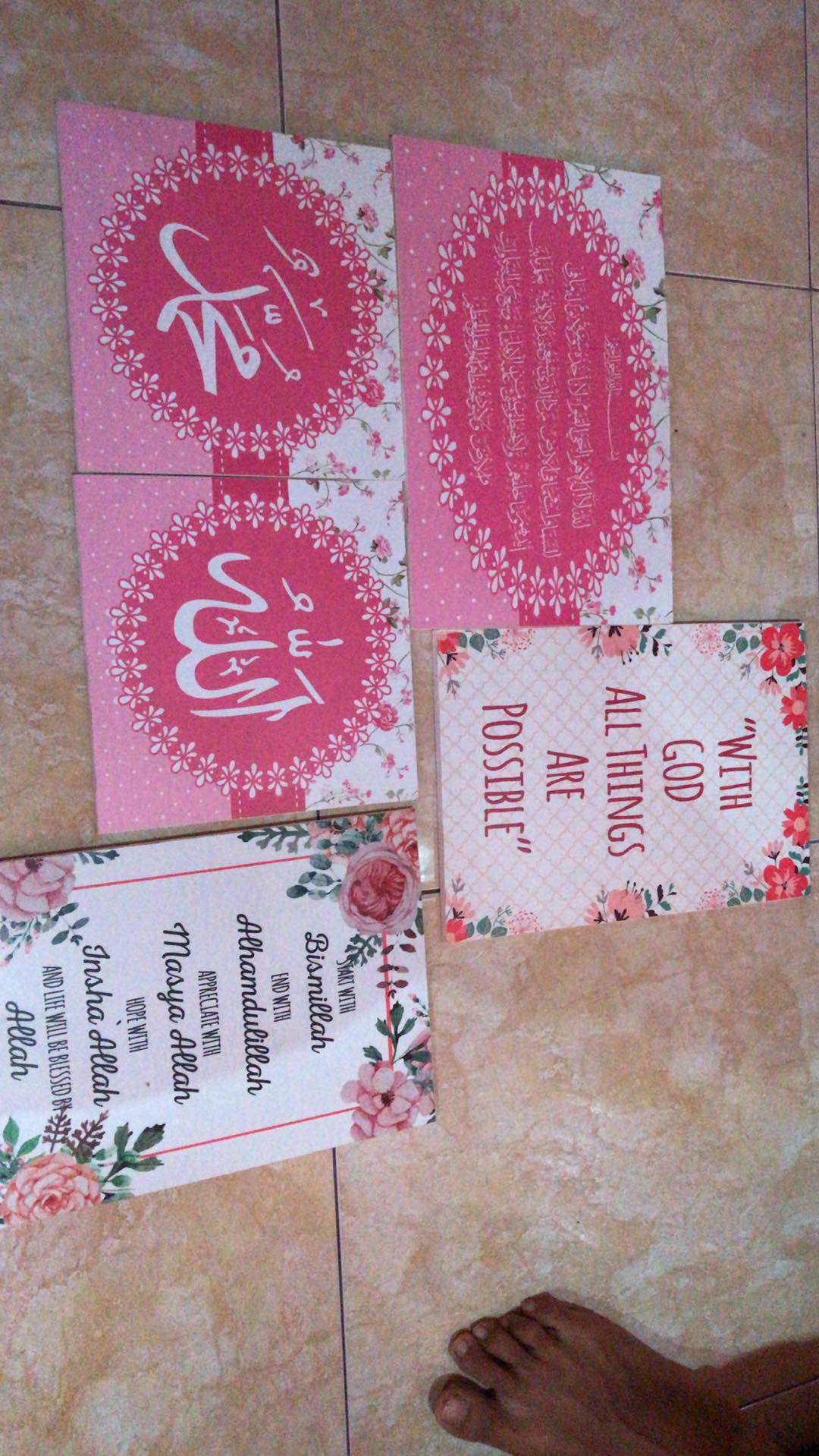 Wooden Projects Walldecor Pajangan Dindin Islamic Shabbychic Allah Muhammad & Ayat Kursi - Lak