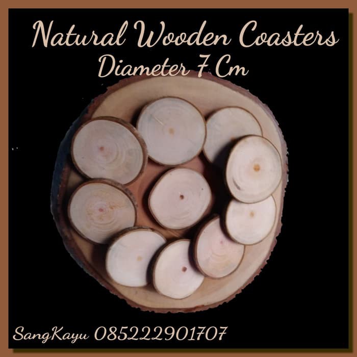 Tatakan 7 cm kayu diameter 7 cm natural wood coasters