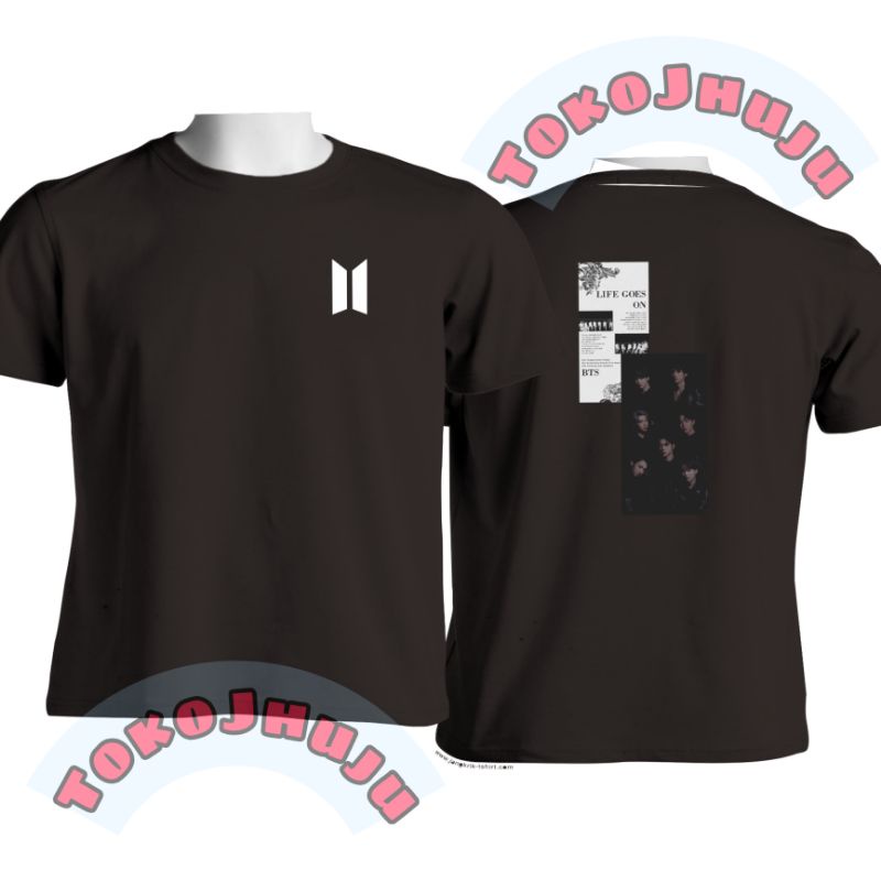 Baju Kaos BTS Life Goes On Foto belakang + logo kiri