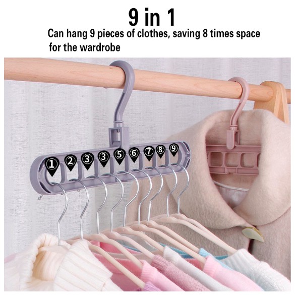 Magic Hanger - Gantungan Baju Multifungsi - Hanger Baju Ajaib Dapat Dilipat dengan 9 Lubang