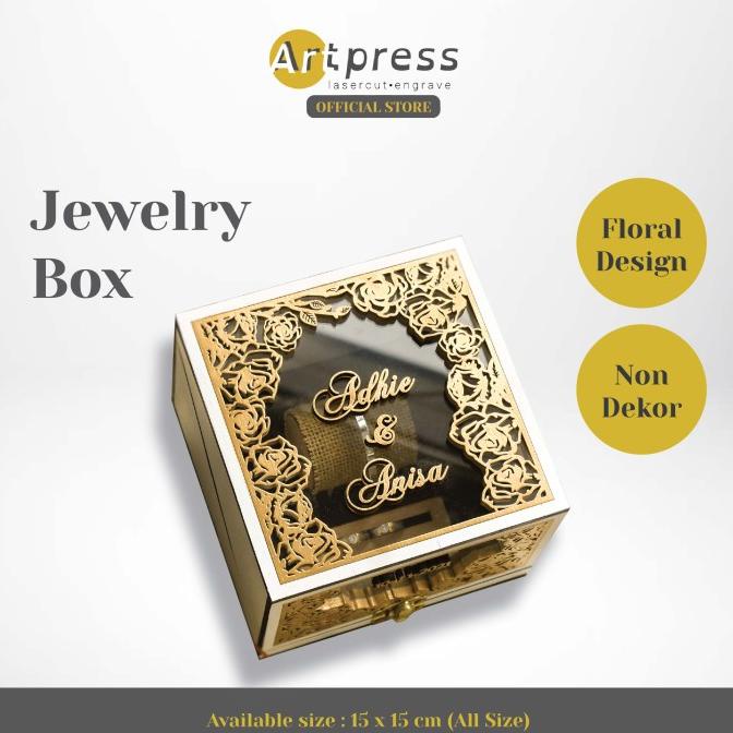 

BISA COD Jewelry Box Wood Floral Design 2 Non-Dekor All Size 15 x 15 cm (002) SALE Kode 1172