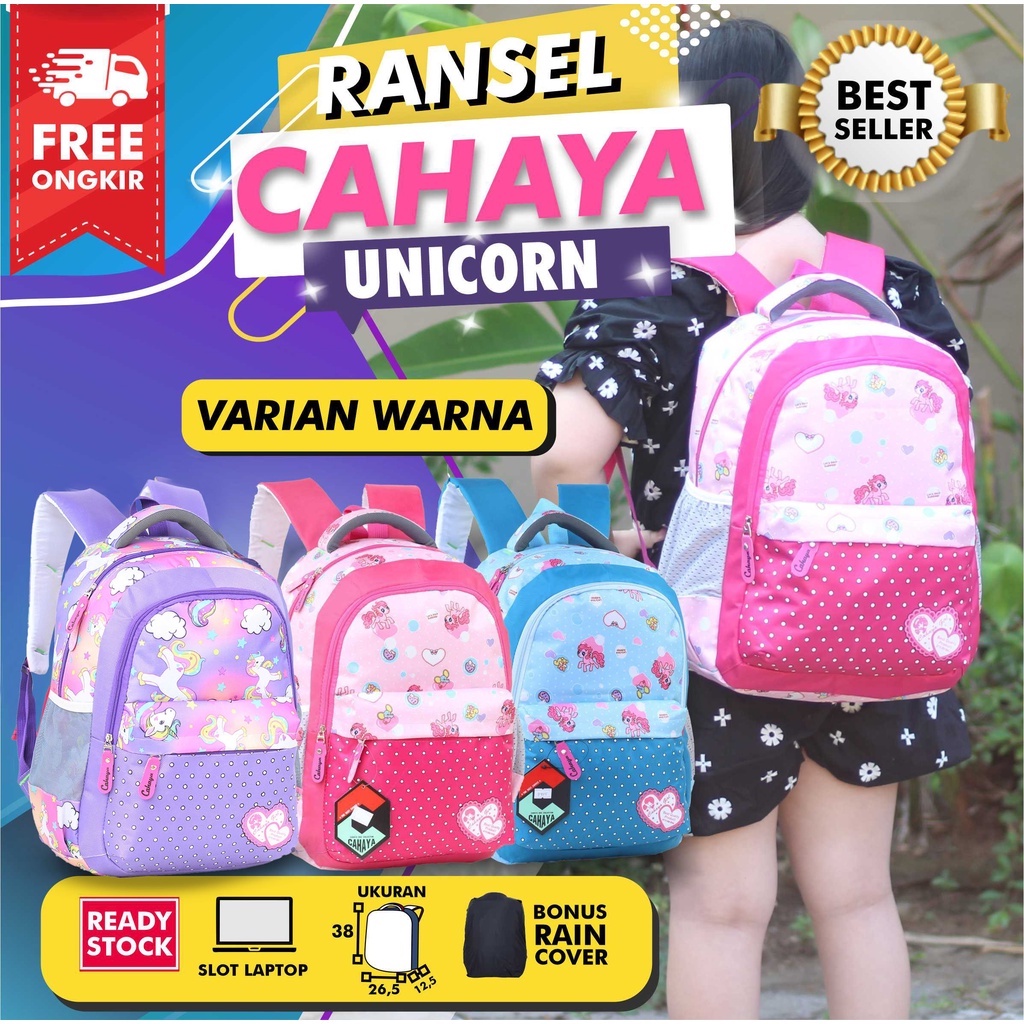 Jual Ransel Anak Perempuan TK SD Tas Gendong Cewek Cantik Gambar Little Pony Backpack Multifungsi