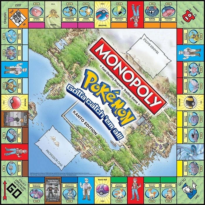 Pokemon Monopoly Monopoli Board Game Boardgame Games Kanto Edition