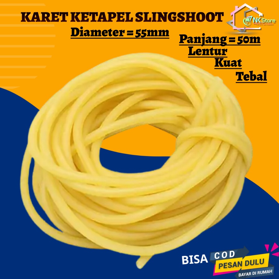 50 Meter Tali Karet Pentil Ketapel Slingshot Rubber Catapult 5mm